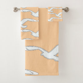 Conjunto De Toalhas Acessório de Banho Pássaro em Voo Pêssego    