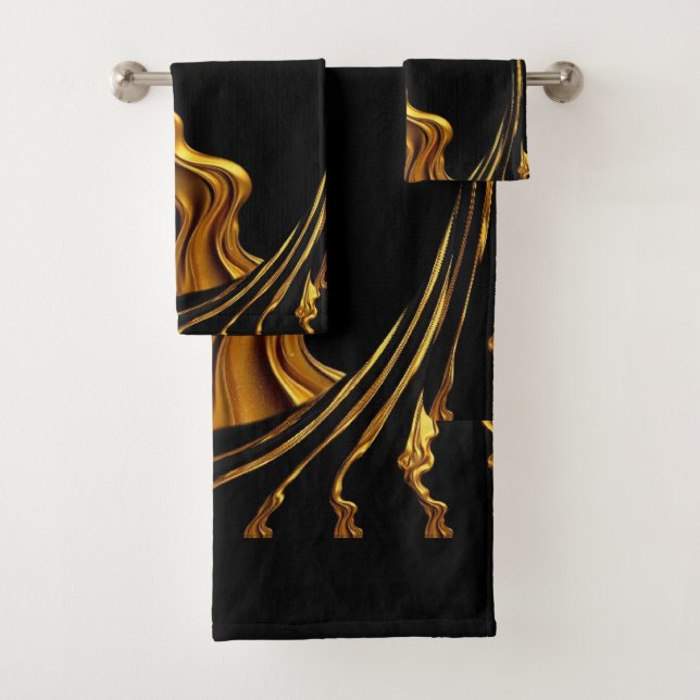 Conjunto De Toalhas Achempong Gold Black Monochrome Christian Opulent  (Insitu)