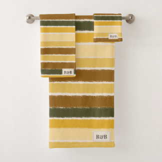 Conjunto De Toalhas Across The Lines - Warm Earthy Monogram Towel