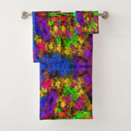 Conjunto De Toalhas Acrylic Neon Colors Paint Splatter Splash Abstract