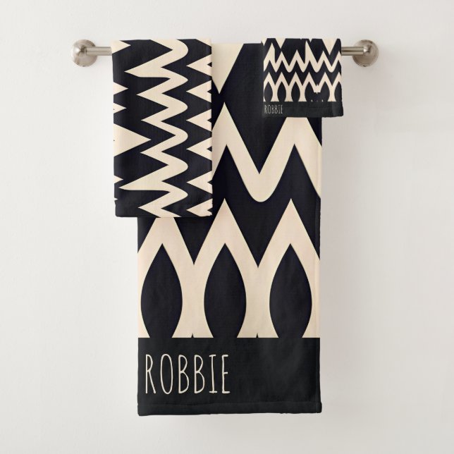 Conjunto De Toalhas Africano Marocco Onda Padrão Geométrico Dourado (Insitu)