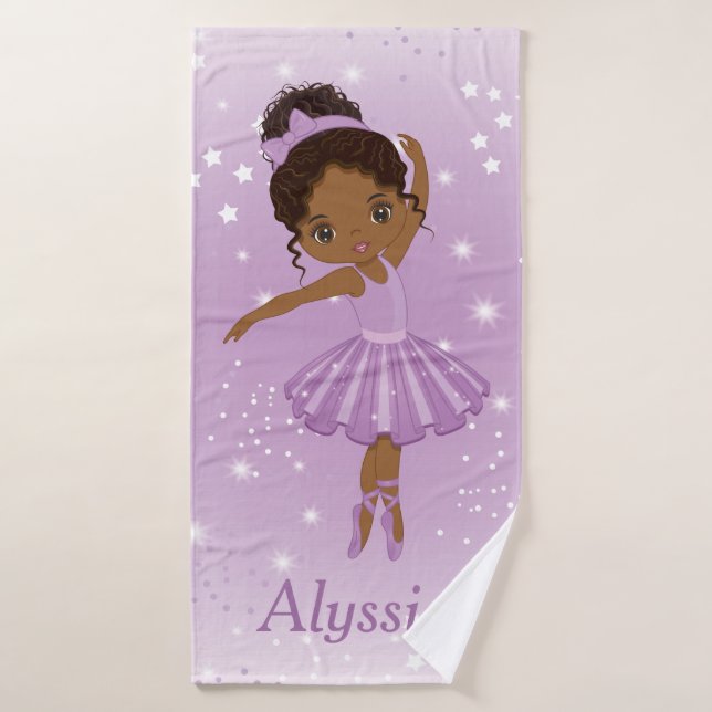 Conjunto De Toalhas Afro-americano Ballerina Purple Tutu Bath Towers (Toalha de Banho)