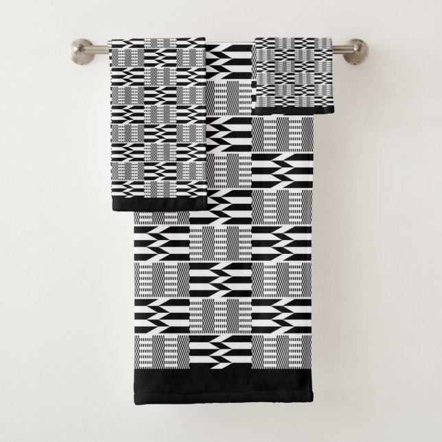 Conjunto De Toalhas Afrocentric Black and White Kente (Insitu)