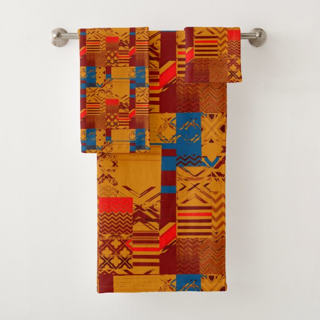Conjunto De Toalhas Afrocentric Geometric Print Bath Towel Set (Insitu)