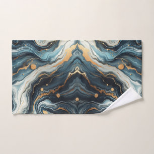 Conjunto De Toalhas Ágata Azul Turquesa Dourado Casamento Moderno Glam