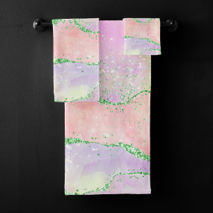Conjunto De Toalhas Agato de Primavera Elegante Largura Verde Escura