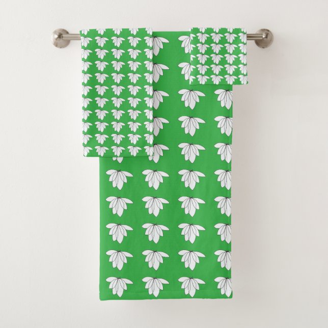 Conjunto De Toalhas Agrupamentos Brancos Em Presente Verde (Insitu)