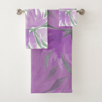 Conjunto De Toalhas Água-forte Floral Elegante Lavanda Roxa
