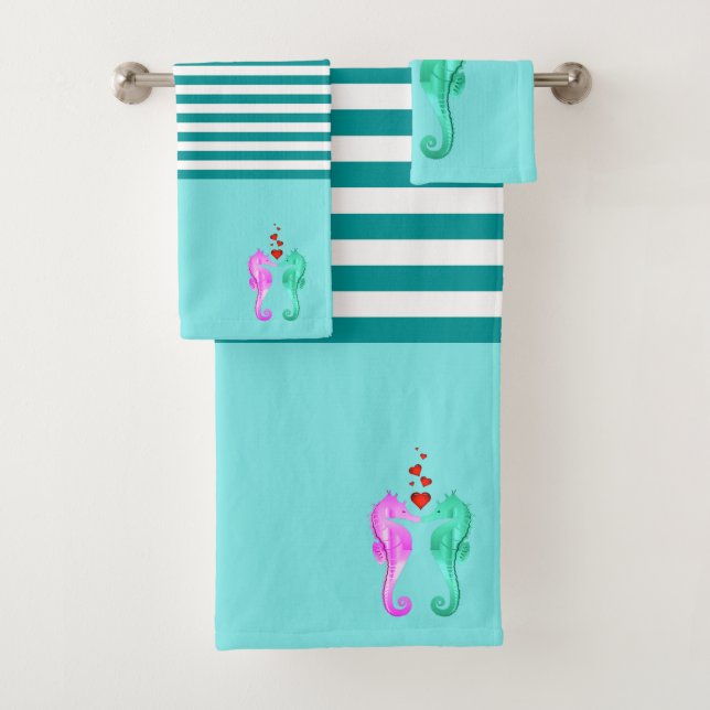 Conjunto De Toalhas Água náutica/rosa/banho de cavalos/copas (Insitu)