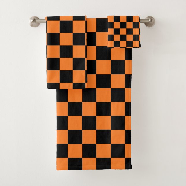 Conjunto De Toalhas Alaranjado e preto Checkered (Insitu)