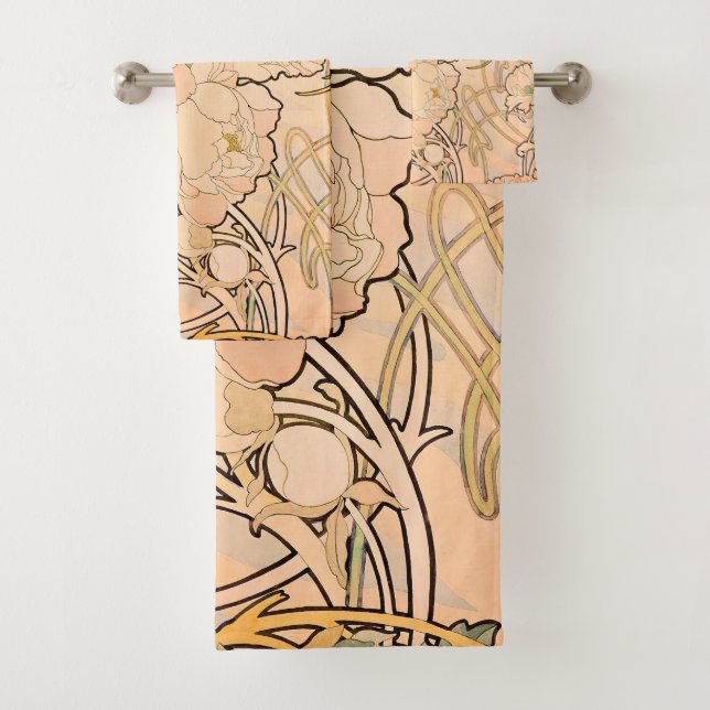 Conjunto De Toalhas Alfonse Mucha Art Nouveau Peonies (Insitu)