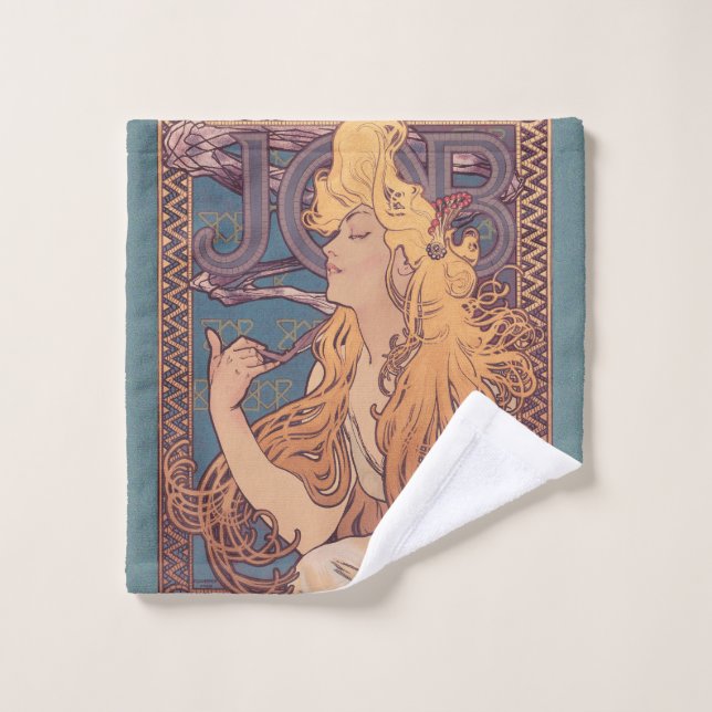 Conjunto De Toalhas Alfonse Mucha Job Art Nouveau mulher (Pano de lavar)