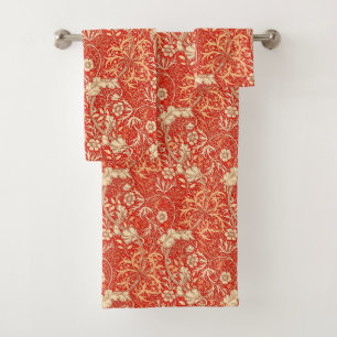 Conjunto De Toalhas Alga floral, laranja coral profunda de Nouveau da