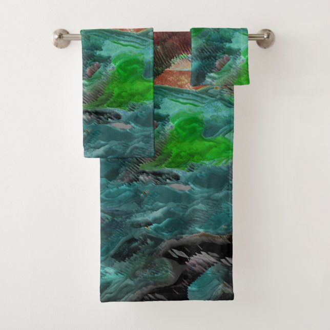 Conjunto De Toalhas Algas ou corais marinhos com efeito de onda (Insitu)