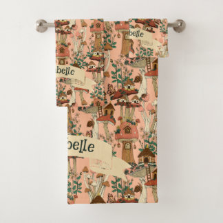 Conjunto De Toalhas Algodão Cor-de-rosa-branca, Impressão