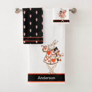 Conjunto De Toalhas Alice no País das Maravilhas Rabbit Branco Banheir