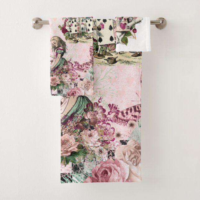 Conjunto De Toalhas Alice rosa elegante no País das Maravilhas (Insitu)