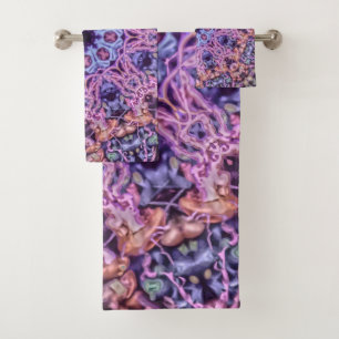 Conjunto De Toalhas Alienígena Roxa Intriciada Caleidoscópica Mandala