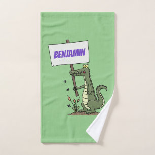 Conjunto De Toalhas Alinhamento crocodilo engraçado com desenhos anim