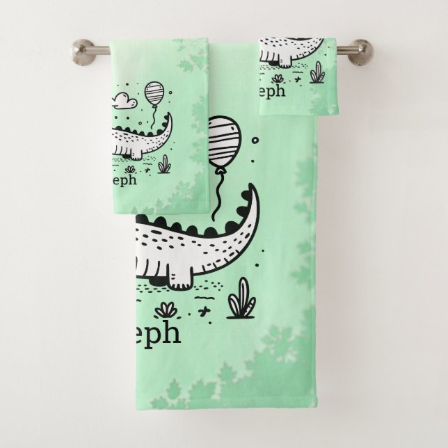 Conjunto De Toalhas Alligador Feliz com Balão - Arte de Enfermeiro Bon (Insitu)