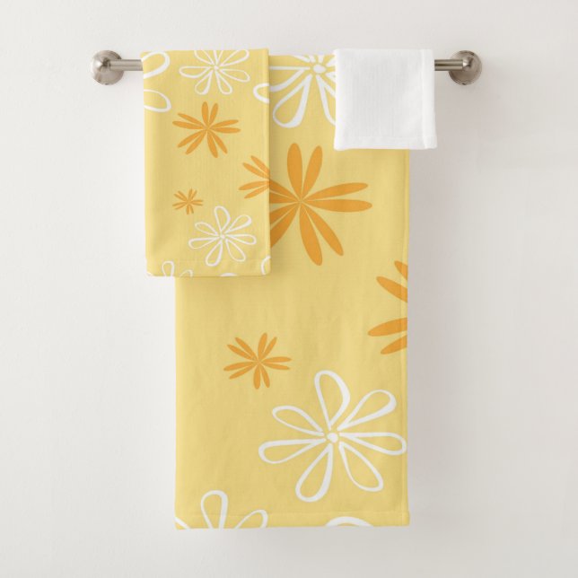 Conjunto De Toalhas almofada de lançamento com padrão floral branco e  (Insitu)