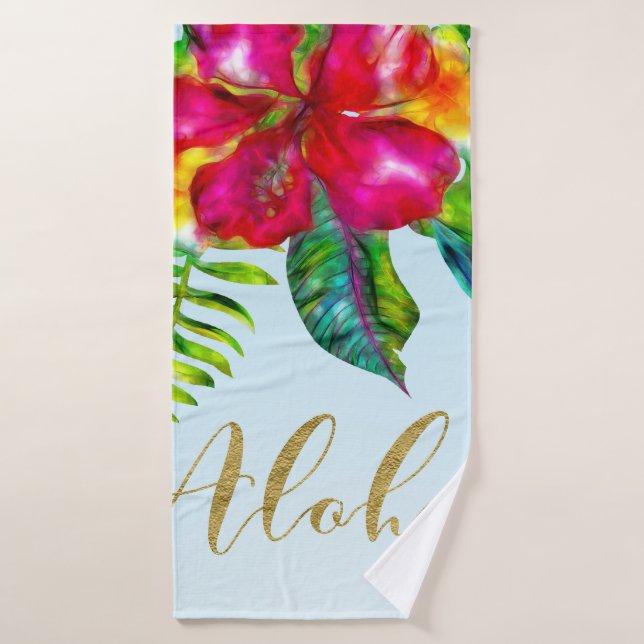 Conjunto De Toalhas Aloha Bright Electric Pop Tropical Floral (Toalha de Banho)