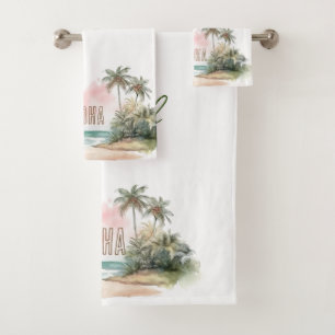 Conjunto De Toalhas Aloha Tropical Beach Palm Trees