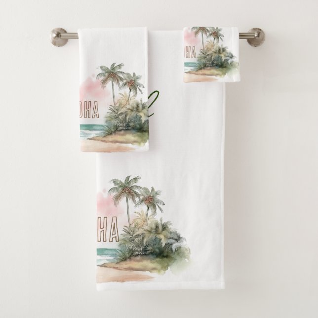 Conjunto De Toalhas Aloha Tropical Beach Palm Trees (Insitu)
