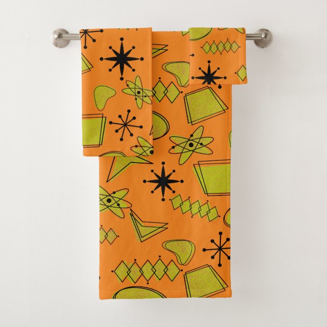 Conjunto De Toalhas Amarelo atômico MCM e preto em laranja (Insitu)