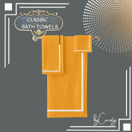 Conjunto De Toalhas Amarelo com Borda Branca