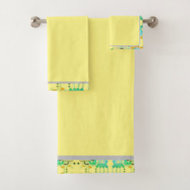 Conjunto De Toalhas Amarelo de Fundo Geométrico Elegante Abstrato