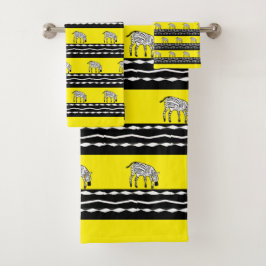 Conjunto De Toalhas Amarelo de zebras quenianas e cegas