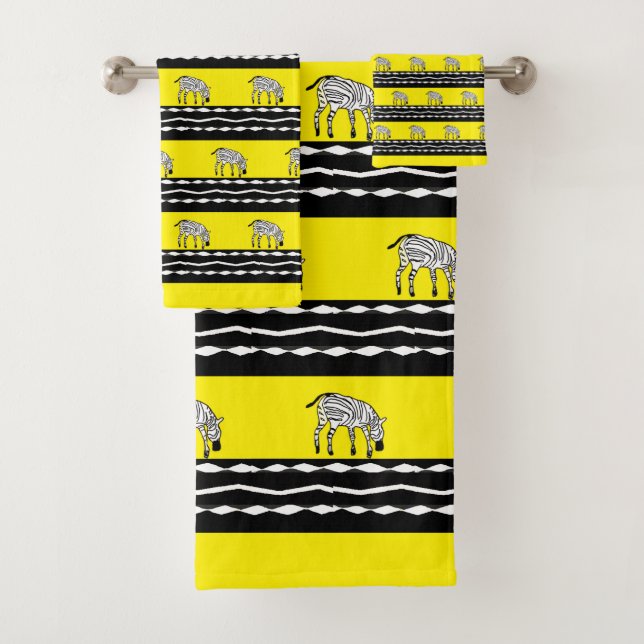 Conjunto De Toalhas Amarelo de zebras quenianas e cegas (Insitu)