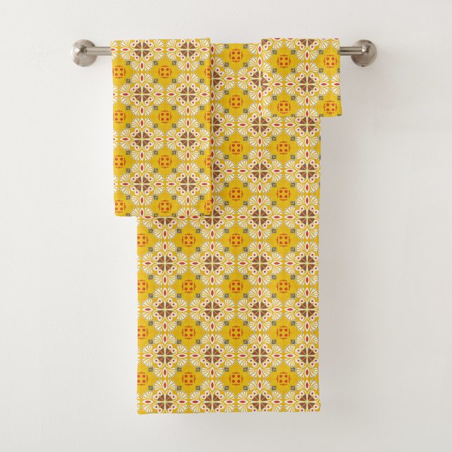 Conjunto De Toalhas Amarelo e branco estampado floral  (Criador carregado)