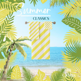 Conjunto De Toalhas Amarelo e Branco listrados