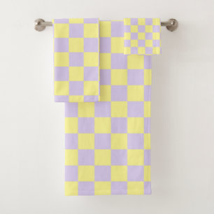Conjunto De Toalhas Amarelo e Roxo Suaves Verificados