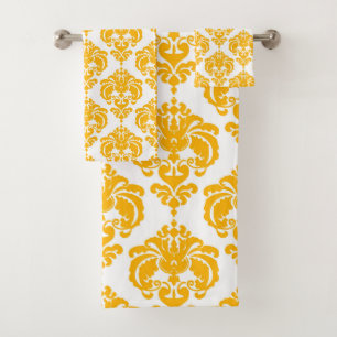 Conjunto De Toalhas Amarelo Ensolarado Brilhante & Glamour Real Branco