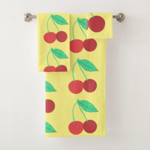 Conjunto De Toalhas Amarelo frutado das cerejas alegres
