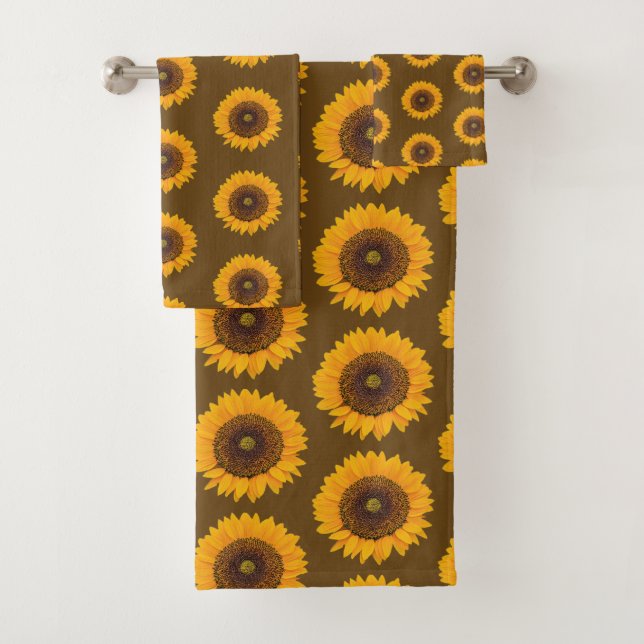 Conjunto de Toalhas Amarelo Marrom com Estampa Flo (Insitu)