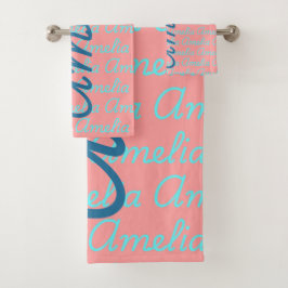 Conjunto De Toalhas Amelia Signature Name Pattern Design