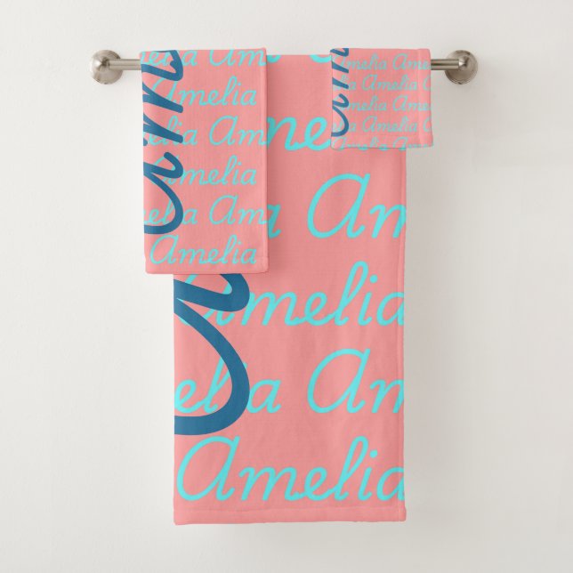 Conjunto De Toalhas Amelia Signature Name Pattern Design (Insitu)