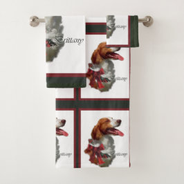 Conjunto De Toalhas American Brittany Spaniel Natal