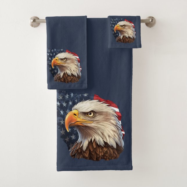 Conjunto De Toalhas American Flag Bald Eagle (Insitu)