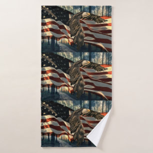 Conjunto De Toalhas American Flag Bald Eagle