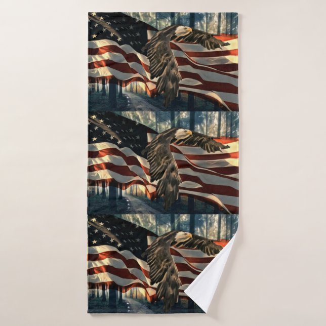 Conjunto De Toalhas American Flag Bald Eagle (Toalha de Banho)
