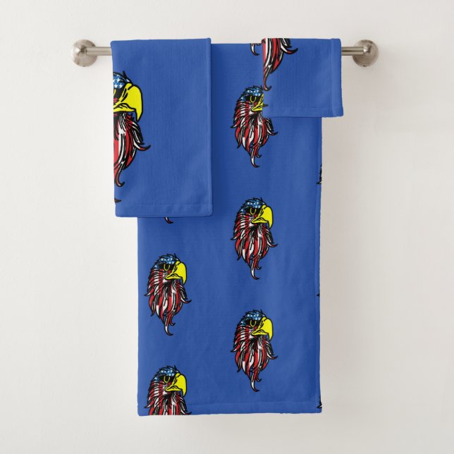 Conjunto De Toalhas American flag Eagle Bath Towel Set (Insitu)