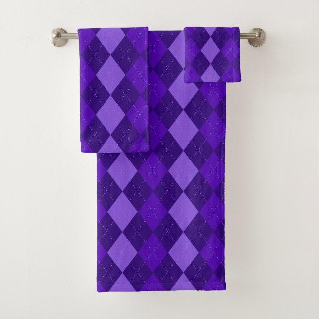 Conjunto De Toalhas Ametyst Purple Argyle (Insitu)
