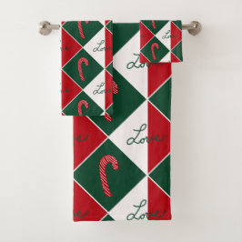Conjunto De Toalhas Amor e Bengalas de Natal