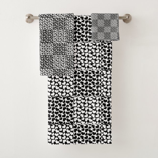 Conjunto De Toalhas Amor marcado em preto e branco (Insitu)