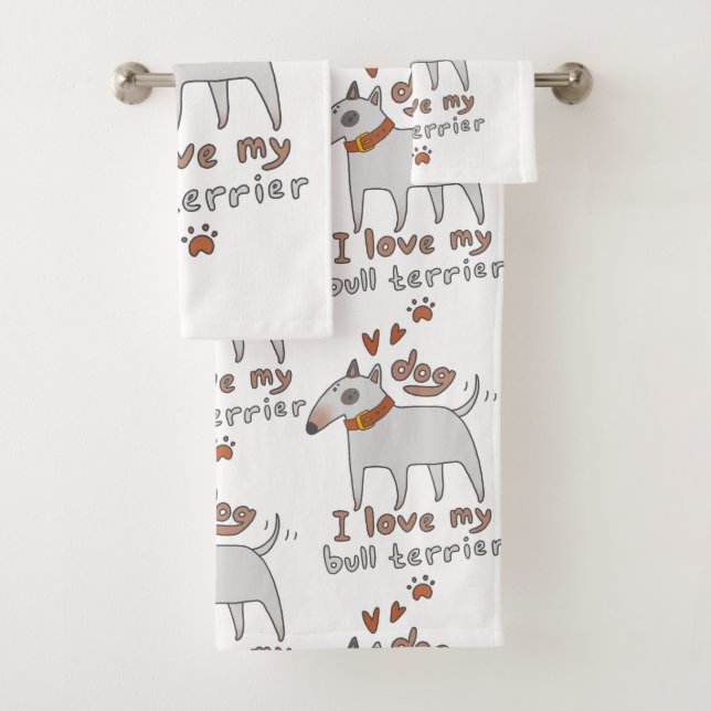 Conjunto De Toalhas Amor Meu Bull Terrier (Insitu)